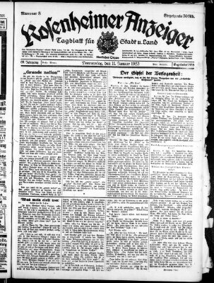 Rosenheimer Anzeiger Donnerstag 11. Januar 1923