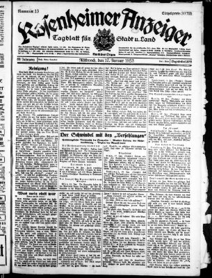 Rosenheimer Anzeiger Mittwoch 17. Januar 1923