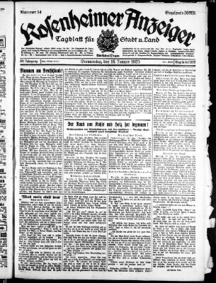 Rosenheimer Anzeiger Donnerstag 18. Januar 1923