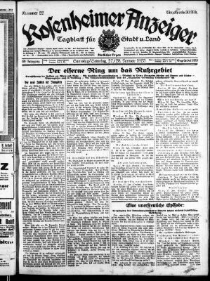 Rosenheimer Anzeiger Samstag 27. Januar 1923