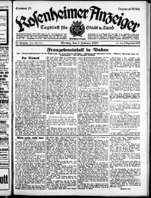 Rosenheimer Anzeiger Montag 5. Februar 1923