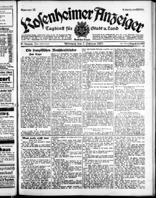 Rosenheimer Anzeiger Mittwoch 7. Februar 1923