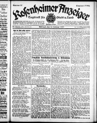 Rosenheimer Anzeiger Mittwoch 14. Februar 1923