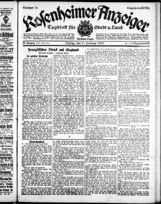 Rosenheimer Anzeiger Montag 19. Februar 1923