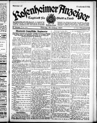 Rosenheimer Anzeiger Dienstag 20. Februar 1923