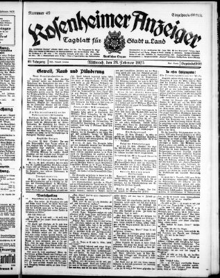 Rosenheimer Anzeiger Mittwoch 28. Februar 1923