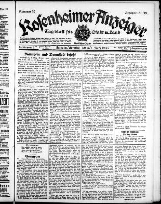 Rosenheimer Anzeiger Sonntag 4. März 1923