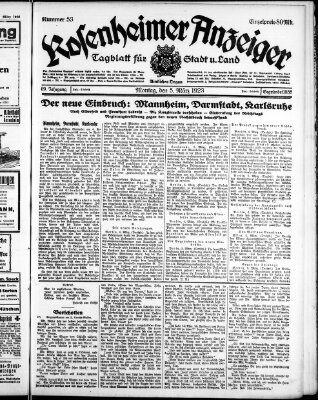 Rosenheimer Anzeiger Montag 5. März 1923