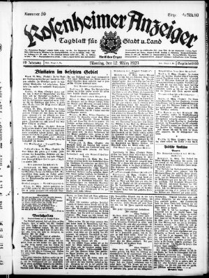 Rosenheimer Anzeiger Montag 12. März 1923