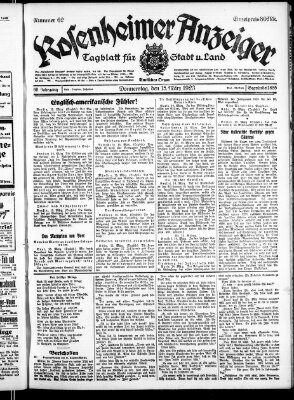 Rosenheimer Anzeiger Donnerstag 15. März 1923