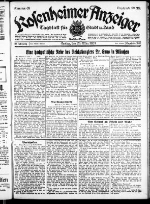 Rosenheimer Anzeiger Freitag 23. März 1923