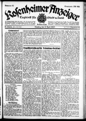 Rosenheimer Anzeiger Montag 9. April 1923