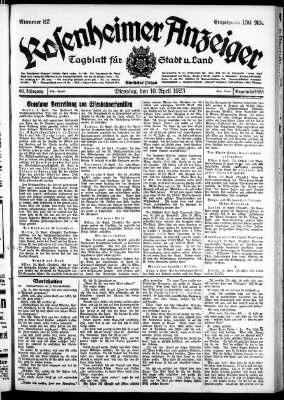 Rosenheimer Anzeiger Dienstag 10. April 1923