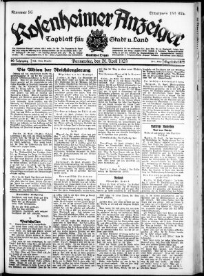 Rosenheimer Anzeiger Donnerstag 26. April 1923