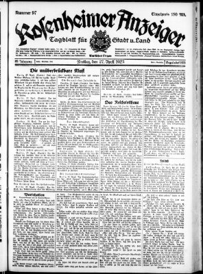 Rosenheimer Anzeiger Freitag 27. April 1923