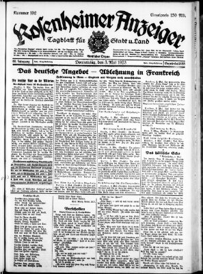 Rosenheimer Anzeiger Donnerstag 3. Mai 1923