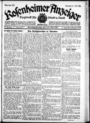 Rosenheimer Anzeiger Sonntag 6. Mai 1923