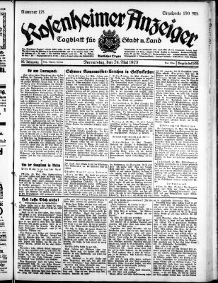 Rosenheimer Anzeiger Donnerstag 24. Mai 1923