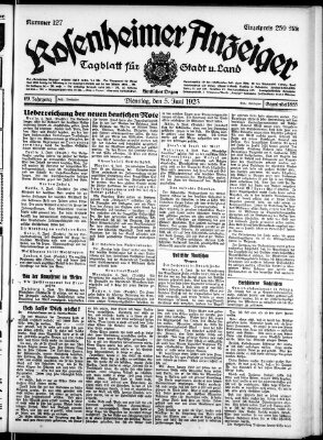 Rosenheimer Anzeiger Dienstag 5. Juni 1923