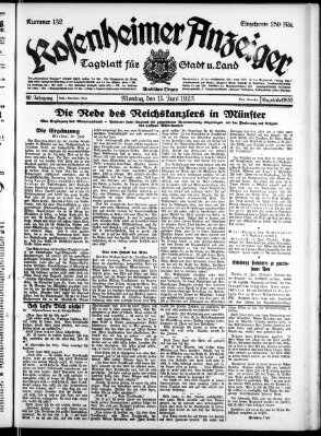 Rosenheimer Anzeiger Montag 11. Juni 1923