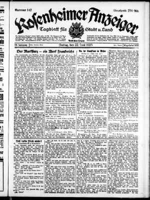 Rosenheimer Anzeiger Freitag 22. Juni 1923