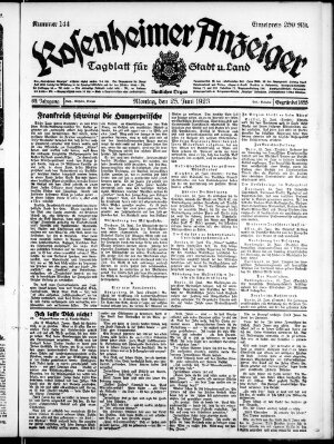 Rosenheimer Anzeiger Montag 25. Juni 1923