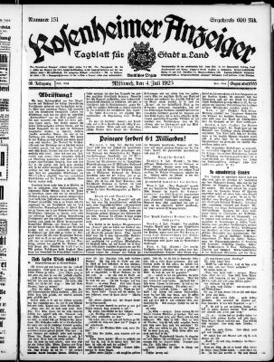 Rosenheimer Anzeiger Mittwoch 4. Juli 1923