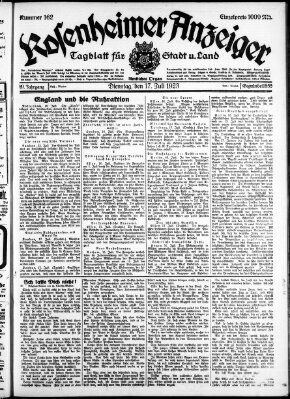 Rosenheimer Anzeiger Dienstag 17. Juli 1923