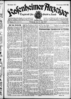 Rosenheimer Anzeiger Mittwoch 18. Juli 1923