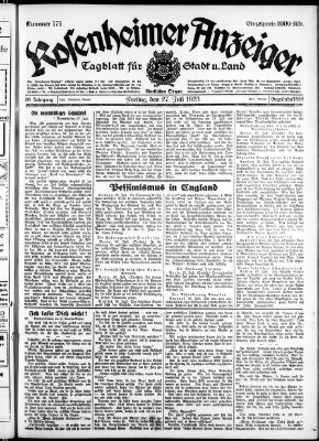 Rosenheimer Anzeiger Freitag 27. Juli 1923