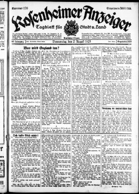 Rosenheimer Anzeiger Donnerstag 2. August 1923