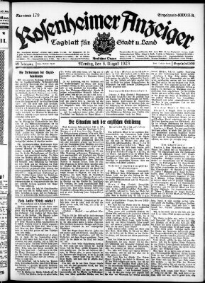 Rosenheimer Anzeiger Montag 6. August 1923