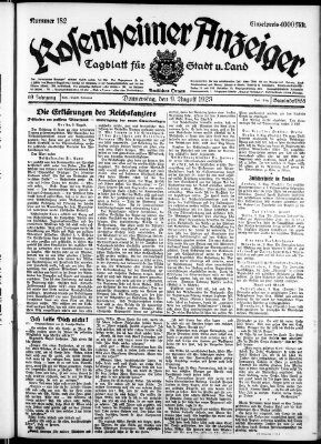 Rosenheimer Anzeiger Donnerstag 9. August 1923