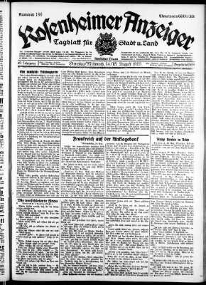 Rosenheimer Anzeiger Mittwoch 15. August 1923