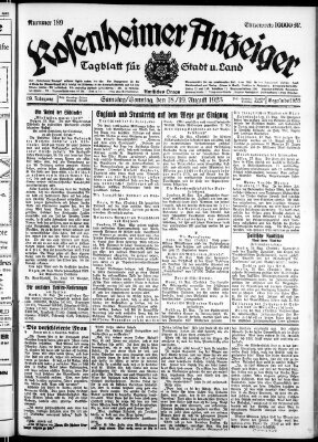 Rosenheimer Anzeiger Sonntag 19. August 1923