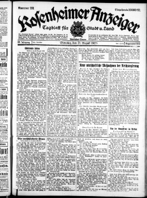 Rosenheimer Anzeiger Dienstag 21. August 1923