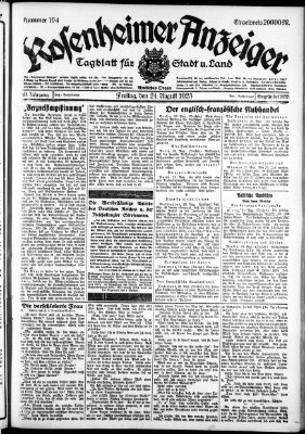 Rosenheimer Anzeiger Freitag 24. August 1923