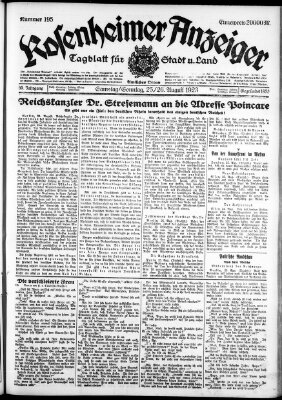 Rosenheimer Anzeiger Samstag 25. August 1923