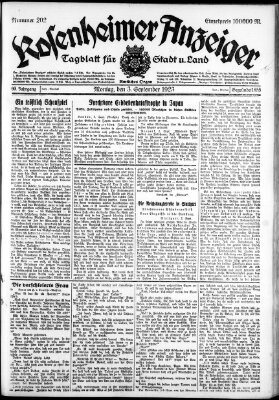 Rosenheimer Anzeiger Montag 3. September 1923