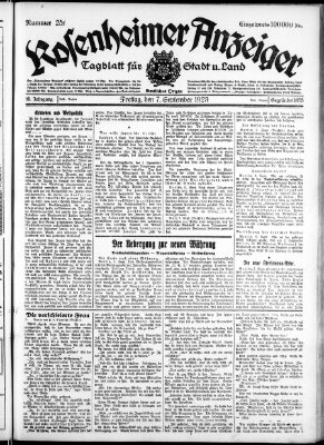 Rosenheimer Anzeiger Freitag 7. September 1923