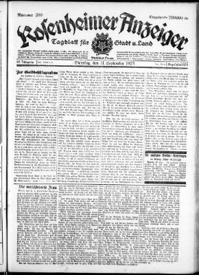 Rosenheimer Anzeiger Dienstag 11. September 1923