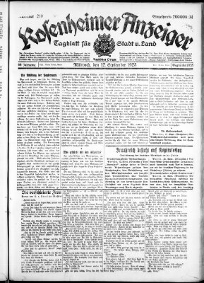 Rosenheimer Anzeiger Mittwoch 12. September 1923