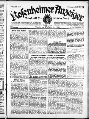 Rosenheimer Anzeiger Montag 17. September 1923