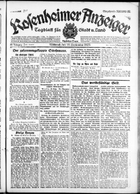 Rosenheimer Anzeiger Mittwoch 19. September 1923