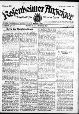 Rosenheimer Anzeiger Mittwoch 3. Oktober 1923