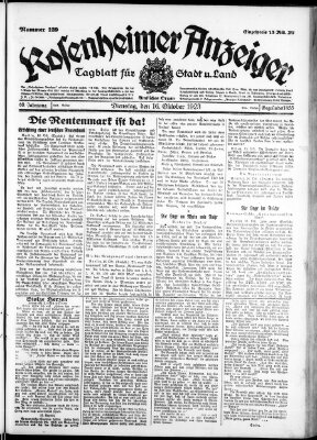 Rosenheimer Anzeiger Dienstag 16. Oktober 1923