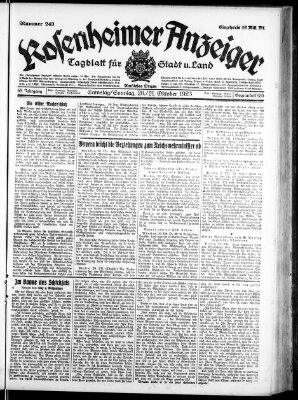 Rosenheimer Anzeiger Sonntag 21. Oktober 1923