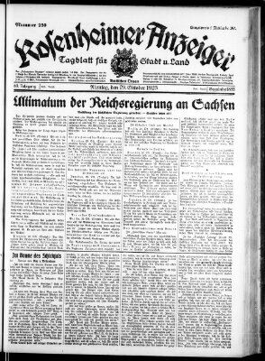 Rosenheimer Anzeiger Montag 29. Oktober 1923