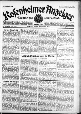 Rosenheimer Anzeiger Dienstag 6. November 1923