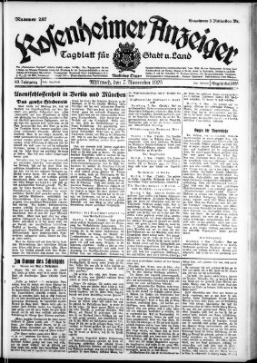 Rosenheimer Anzeiger Mittwoch 7. November 1923